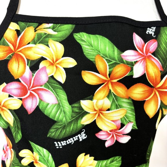 Hawaiian Colorful Flower Floral Bib Kitchen Apron - Picture 5 of 10